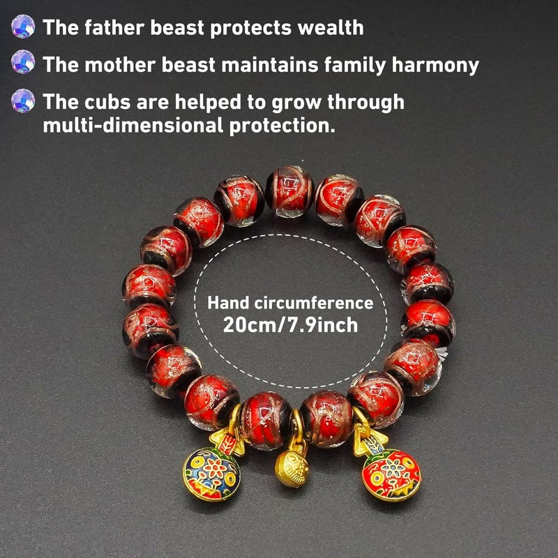 CNYTPE Colorful Gray Glaze Bracelet for Men and Women – Imperial Palace-Style Gold-Swallowing Beast Family Guardian Jewelry, Ancient Oriental Glazed Beads for Good Luck & Abundance Flow, Energy-Balancing Harmony Bracelet - Image 2